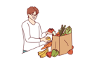 پیش‌نمایش فایل vegetarian-man-takes-out-fresh-vegetables-and-fruits-from-paper-bag-after-going-to-farmer-fair-11505815 از پک فعالیت افراد