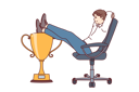 پیش‌نمایش فایل businessman-received-leadership-cup-sits-in-office-chair-demonstrating-disdain-for-colleagues-11505808 از پک فعالیت افراد