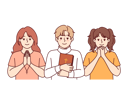 پیش‌نمایش فایل children-sunday-school-students-make-prayer-gestures-and-hold-holy-bible-or-christian-crosses-11505793 از پک فعالیت افراد