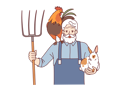 پیش‌نمایش فایل elderly-man-farmer-engaged-in-agriculture-and-livestock-raising-holds-rake-and-rabbit-with-rooster-11505787 از پک فعالیت افراد
