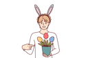 پیش‌نمایش فایل guy-celebrating-easter-holds-pot-of-plants-in-shape-of-multi-colored-eggs-wears-bunny-ears-on-head-11505779 از پک فعالیت افراد