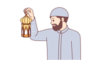 پیش‌نمایش فایل muslim-man-holds-arabic-lantern-illuminating-way-at-night-to-perform-iftar-and-observe-fast-11505755 از پک فعالیت افراد