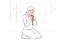 پیش‌نمایش فایل muslim-woman-honors-holy-month-of-ramadan-reading-prayer-sitting-on-knees-wearing-islamic-clothing-11505749 از پک فعالیت افراد