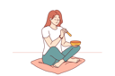 پیش‌نمایش فایل woman-practices-tibetan-meditation-using-golden-singing-bowl-sits-on-mat-in-room-with-smile-on-face-11505752 از پک فعالیت افراد