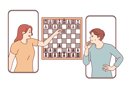 پیش‌نمایش فایل chess-game-in-mobile-phone-application-between-man-and-woman-competing-in-intellectual-game-12145865 از پک فعالیت افراد