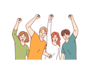 پیش‌نمایش فایل joyful-people-celebrates-victory-by-raising-hands-and-shouting-joyfully-after-achieving-goals-12145849 از پک فعالیت افراد