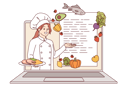 پیش‌نمایش فایل online-cooking-course-from-woman-chef-looking-out-of-laptop-screen-and-recommending-recipe-12145857 از پک فعالیت افراد