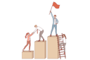 پیش‌نمایش فایل team-business-people-who-rise-to-top-of-career-ladder-together-and-choose-leader-holding-flag-12145867 از پک فعالیت افراد