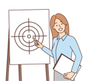 پیش‌نمایش فایل businesswoman-showing-target-on-board-8633159 از پک مفهوم محور