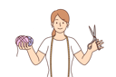 پیش‌نمایش فایل young-girl-holding-wool-ball-and-scissor-8633155 از پک مفهوم محور