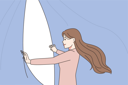 پیش‌نمایش فایل young-girl-look-out-from-curtain-8633007 از پک افراد