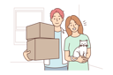 پیش‌نمایش فایل happy-couple-holding-cat-and-box-8627406 از پک افراد