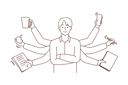 پیش‌نمایش فایل businessman-doing-multi-tasking-work-8660955 از پک مفهوم محور