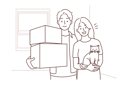 پیش‌نمایش فایل happy-couple-holding-cat-and-box-8660972 از پک مفهوم محور