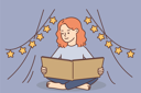 پیش‌نمایش فایل little-girl-reading-story-book-8633053 از پک متفرقه