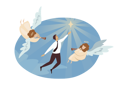 پیش‌نمایش فایل businessman-flying-in-sky-9177649 از پک کسب‌وکار پربرکت