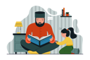 پیش‌نمایش فایل muslim-man-reading-book-with-his-daughter-9300008 از پک مفهوم محور