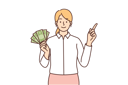 پیش‌نمایش فایل girl-holding-cash-and-pointing-right-9300044 از پک متفرقه