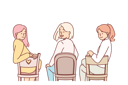 پیش‌نمایش فایل women-sitting-on-chairs-with-backs-to-screen-turn-around-and-look-at-you-10616511 از پک فعالیت افراد