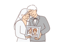پیش‌نمایش فایل elderly-men-and-woman-in-wedding-clothes-hold-portrait-of-young-couple-from-marriage-ceremony-10616275 از پک فعالیت افراد