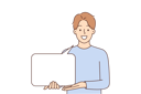 پیش‌نمایش فایل man-holds-speech-bubble-and-shows-hand-on-copy-space-for-informative-text-with-important-message-10616284 از پک فعالیت افراد