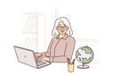پیش‌نمایش فایل elderly-woman-teacher-uses-laptop-sitting-at-table-with-globe-and-teaching-students-via-internet-10616295 از پک فعالیت افراد