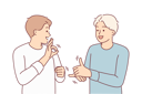 پیش‌نمایش فایل man-teaches-friend-sign-language-to-be-able-to-communicate-with-people-with-hearing-problems-10616299 از پک فعالیت افراد