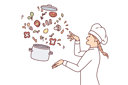 پیش‌نمایش فایل woman-chef-prepares-vegetable-soup-standing-near-flying-pot-with-sliced-mushrooms-and-herbs-10616310 از پک فعالیت افراد