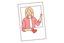 پیش‌نمایش فایل portrait-girl-peeking-out-of-photo-frame-and-holding-heart-in-hand-10688142 از پک فعالیت افراد