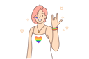 پیش‌نمایش فایل woman-from-lgbt-community-with-rainbow-flag-on-t-shirt-calls-for-participation-in-pride-event-10688164 از پک فعالیت افراد