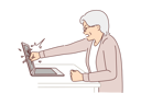 پیش‌نمایش فایل elderly-woman-smashes-laptop-screen-by-punching-it-because-bad-news-10688069 از پک فعالیت افراد