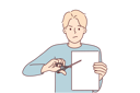 پیش‌نمایش فایل man-with-scissors-cuts-sheet-paper-10688073 از پک فعالیت افراد