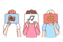 پیش‌نمایش فایل little-children-using-social-networks-stand-10994248 از پک فعالیت افراد