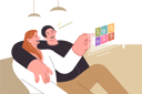 پیش‌نمایش فایل couple-controls-smart-home-sitting-on-couch-while-clicking-on-virtual-sensor-to-control-smart-devices-10980813 از پک فعالیت افراد