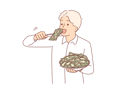 پیش‌نمایش فایل greedy-man-eats-money-from-plate-symbolizing-greed-and-ambition-for-wealth-or-big-salary-10980805 از پک فعالیت افراد