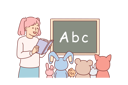 پیش‌نمایش فایل little-girl-plays-school-teacher-and-reads-book-to-toys-sitting-near-blackboard-with-alphabet-10980796 از پک فعالیت افراد