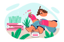 پیش‌نمایش فایل woman-painting-garden-furniture-with-plants-sitting-on-ground-and-making-decorations-for-backyard-11098538 از پک متفرقه