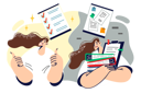 پیش‌نمایش فایل woman-rejoices-at-having-time-management-skills-standing-near-sad-colleague-who-breaks-deadlines-11098238 از پک متفرقه