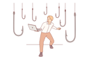 پیش‌نمایش فایل trap-hooks-around-man-with-laptop-as-metaphor-for-dangers-of-deception-and-scammers-on-internet-11489070 از پک فعالیت افراد