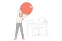 پیش‌نمایش فایل woman-office-manager-does-gymnastics-at-workplace-uses-pilates-ball-to-stretch-spine-11488934 از پک فعالیت افراد
