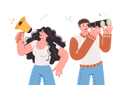 پیش‌نمایش فایل tourist-excursion-with-man-traveler-using-binoculars-and-woman-guide-shouting-into-loudspeaker-12151883 از پک فعالیت افراد