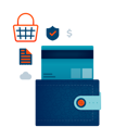 پیش‌نمایش فایل credit-card-out-of-leather-wallet-to-pay-for-shopping-cart-9991484 از پک خرید آنلاین و مواد غذایی