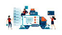 پیش‌نمایش فایل goods-delivery-trucks-send-packages-purchased-online-using-apps-and-paid-by-credit-card-9991506 از پک خرید آنلاین و مواد غذایی