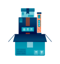 پیش‌نمایش فایل open-cardboard-box-containing-pile-of-ready-to-send-packages-from-e-commerce-9991492 از پک خرید آنلاین و مواد غذایی