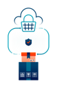 پیش‌نمایش فایل shopping-cart-and-package-box-protected-by-data-security-9991481 از پک خرید آنلاین و مواد غذایی