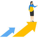 پیش‌نمایش فایل woman-holding-dollar-coin-and-rising-bar-chart-8880232 از پک کسب و کار