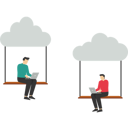 پیش‌نمایش فایل businesswoman-and-office-worker-working-with-laptop-on-swing-suspended-in-cloud-9014297 از پک کسب و کار