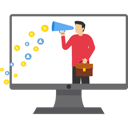 پیش‌نمایش فایل man-with-megaphones-or-loudspeakers-promoting-or-advertising-products-on-television-screens-9235771 از پک کسب و کار