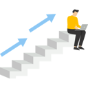پیش‌نمایش فایل office-person-sitting-on-ladder-with-laptop-computer-and-arrow-pointing-up-9235776 از پک کسب و کار