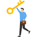 پیش‌نمایش فایل happy-successful-businessman-holding-golden-key-9330204 از پک کسب و کار